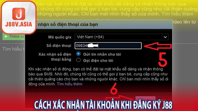 Cách xác nhận tài khoản khi đăng ký J88